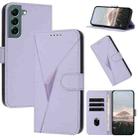 For Samsung Galaxy S22+ 5G Triangle Pattern Buckle Clasp Leather Phone Case(Light Purple) - 1