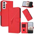 For Samsung Galaxy S21 5G Triangle Pattern Buckle Clasp Leather Phone Case(Red) - 1