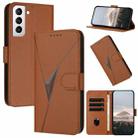 For Samsung Galaxy S21+ 5G Triangle Pattern Buckle Clasp Leather Phone Case(Brown) - 1