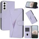 For Samsung Galaxy S21+ 5G Triangle Pattern Buckle Clasp Leather Phone Case(Light Purple) - 1