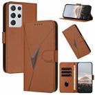 For Samsung Galaxy S21 Ultra 5G Triangle Pattern Buckle Clasp Leather Phone Case(Brown) - 1