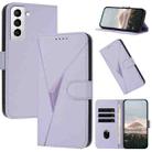 For Samsung Galaxy S21 FE 5G Triangle Pattern Buckle Clasp Leather Phone Case(Light Purple) - 1