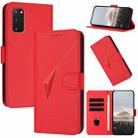 For Samsung Galaxy S20 FE 5G Triangle Pattern Buckle Clasp Leather Phone Case(Red) - 1