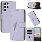 For Samsung Galaxy S22 Ultra 5G Triangle Pattern Buckle Clasp Leather Phone Case(Light Purple) - 1