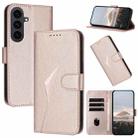 For Samsung Galaxy S25 FE 5G Triangle Pattern Buckle Clasp Leather Phone Case(Rose Gold) - 1