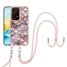 For Honor 200 Lite Global Electroplating Pattern IMD TPU Shockproof Case with Neck Lanyard(Pink Scales) - 2