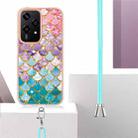 For Honor 200 Lite Global Electroplating Pattern IMD TPU Shockproof Case with Neck Lanyard(Colorful Scales) - 3