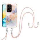 For Honor 200 Lite Global Electroplating Pattern IMD TPU Shockproof Case with Neck Lanyard(Milky Way White Marble) - 2