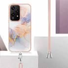 For Honor 200 Lite Global Electroplating Pattern IMD TPU Shockproof Case with Neck Lanyard(Milky Way White Marble) - 3