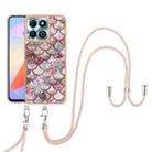 For Honor X6b Electroplating Pattern IMD TPU Shockproof Case with Neck Lanyard(Pink Scales) - 2