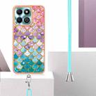 For Honor X6b Electroplating Pattern IMD TPU Shockproof Case with Neck Lanyard(Colorful Scales) - 3