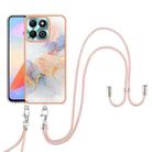 For Honor X6b Electroplating Pattern IMD TPU Shockproof Case with Neck Lanyard(Milky Way White Marble) - 2