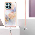 For Honor X6b Electroplating Pattern IMD TPU Shockproof Case with Neck Lanyard(Milky Way White Marble) - 3