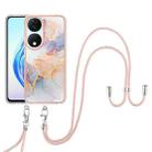 For Honor X7b 4G / 5G Electroplating Pattern IMD TPU Shockproof Case with Neck Lanyard(Milky Way White Marble) - 2