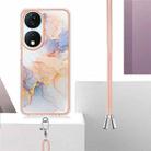 For Honor X7b 4G / 5G Electroplating Pattern IMD TPU Shockproof Case with Neck Lanyard(Milky Way White Marble) - 3