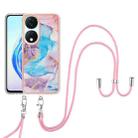 For Honor X7b 4G / 5G Electroplating Pattern IMD TPU Shockproof Case with Neck Lanyard(Milky Way Blue Marble) - 2