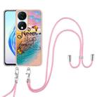 For Honor X7b 4G / 5G Electroplating Pattern IMD TPU Shockproof Case with Neck Lanyard(Dream Chasing Butterfly) - 2