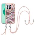 For Honor X8b Electroplating Pattern IMD TPU Shockproof Case with Neck Lanyard(Pink Scales) - 2