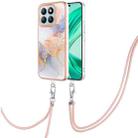 For Honor X8b Electroplating Pattern IMD TPU Shockproof Case with Neck Lanyard(Milky Way White Marble) - 1