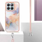 For Honor X8b Electroplating Pattern IMD TPU Shockproof Case with Neck Lanyard(Milky Way White Marble) - 3