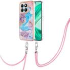 For Honor X8b Electroplating Pattern IMD TPU Shockproof Case with Neck Lanyard(Milky Way Blue Marble) - 1