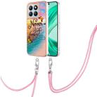 For Honor X8b Electroplating Pattern IMD TPU Shockproof Case with Neck Lanyard(Dream Chasing Butterfly) - 1