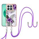 For Honor X8b Electroplating Pattern IMD TPU Shockproof Case with Neck Lanyard(Purple Flower) - 2