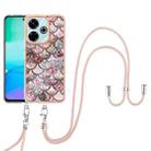 For Redmi 13 4G Electroplating Pattern IMD TPU Shockproof Case with Neck Lanyard(Pink Scales) - 2