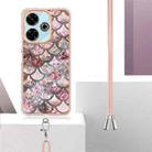 For Redmi 13 4G Electroplating Pattern IMD TPU Shockproof Case with Neck Lanyard(Pink Scales) - 3