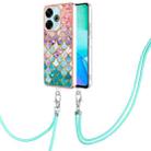 For Redmi 13 4G Electroplating Pattern IMD TPU Shockproof Case with Neck Lanyard(Colorful Scales) - 1