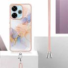 For Redmi 13 4G Electroplating Pattern IMD TPU Shockproof Case with Neck Lanyard(Milky Way White Marble) - 3