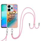 For Redmi 13 4G Electroplating Pattern IMD TPU Shockproof Case with Neck Lanyard(Dream Chasing Butterfly) - 2