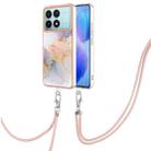 For Xiaomi Poco F6 Pro 5G Electroplating Pattern IMD TPU Shockproof Case with Neck Lanyard(Milky Way White Marble) - 1
