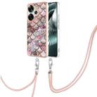 For Xiaomi Poco F6 5G Electroplating Pattern IMD TPU Shockproof Case with Neck Lanyard(Pink Scales) - 1