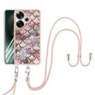 For Xiaomi Poco F6 5G Electroplating Pattern IMD TPU Shockproof Case with Neck Lanyard(Pink Scales) - 2