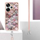 For Xiaomi Poco F6 5G Electroplating Pattern IMD TPU Shockproof Case with Neck Lanyard(Pink Scales) - 3