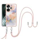 For Xiaomi Poco F6 5G Electroplating Pattern IMD TPU Shockproof Case with Neck Lanyard(Milky Way White Marble) - 2