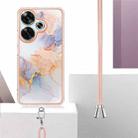 For Xiaomi Poco F6 5G Electroplating Pattern IMD TPU Shockproof Case with Neck Lanyard(Milky Way White Marble) - 3