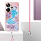 For Xiaomi Poco F6 5G Electroplating Pattern IMD TPU Shockproof Case with Neck Lanyard(Milky Way Blue Marble) - 3