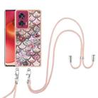 For Motorola Edge 50 Fusion Electroplating Pattern IMD TPU Shockproof Case with Neck Lanyard(Pink Scales) - 2