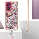 For Motorola Edge 50 Fusion Electroplating Pattern IMD TPU Shockproof Case with Neck Lanyard(Pink Scales) - 3
