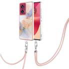 For Motorola Edge 50 Fusion Electroplating Pattern IMD TPU Shockproof Case with Neck Lanyard(Milky Way White Marble) - 1