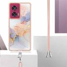 For Motorola Edge 50 Fusion Electroplating Pattern IMD TPU Shockproof Case with Neck Lanyard(Milky Way White Marble) - 3