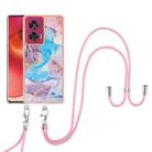 For Motorola Edge 50 Fusion Electroplating Pattern IMD TPU Shockproof Case with Neck Lanyard(Milky Way Blue Marble) - 2