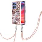 For Motorola Edge 50 Pro Electroplating Pattern IMD TPU Shockproof Case with Neck Lanyard(Pink Scales) - 1