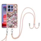 For Motorola Edge 50 Pro Electroplating Pattern IMD TPU Shockproof Case with Neck Lanyard(Pink Scales) - 2