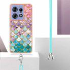 For Motorola Edge 50 Pro Electroplating Pattern IMD TPU Shockproof Case with Neck Lanyard(Colorful Scales) - 3