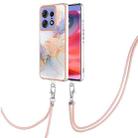 For Motorola Edge 50 Pro Electroplating Pattern IMD TPU Shockproof Case with Neck Lanyard(Milky Way White Marble) - 1