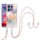 For Motorola Edge 50 Pro Electroplating Pattern IMD TPU Shockproof Case with Neck Lanyard(Milky Way White Marble) - 2