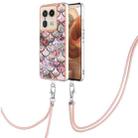 For Motorola Edge 50 Ultra Electroplating Pattern IMD TPU Shockproof Case with Neck Lanyard(Pink Scales) - 1